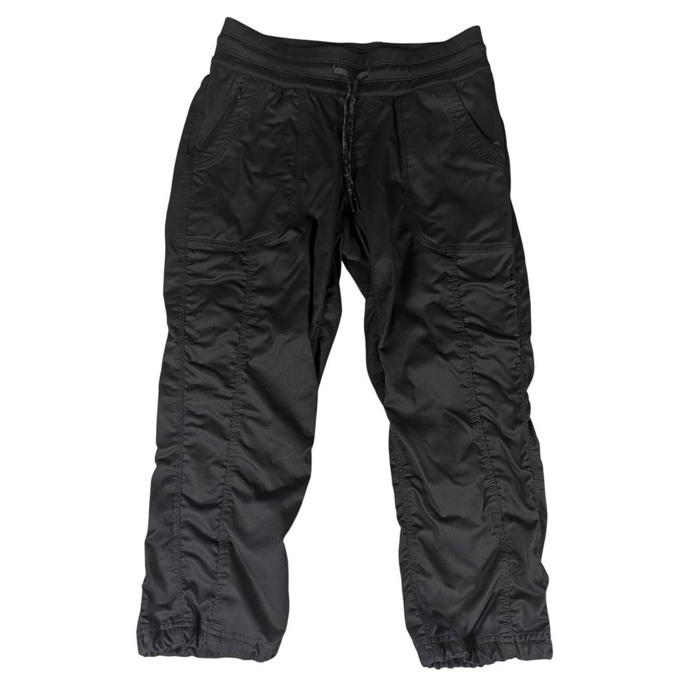 The North Face Aphrodite 2.0 Black Capri Pants Ruched Hiking Trail Womens